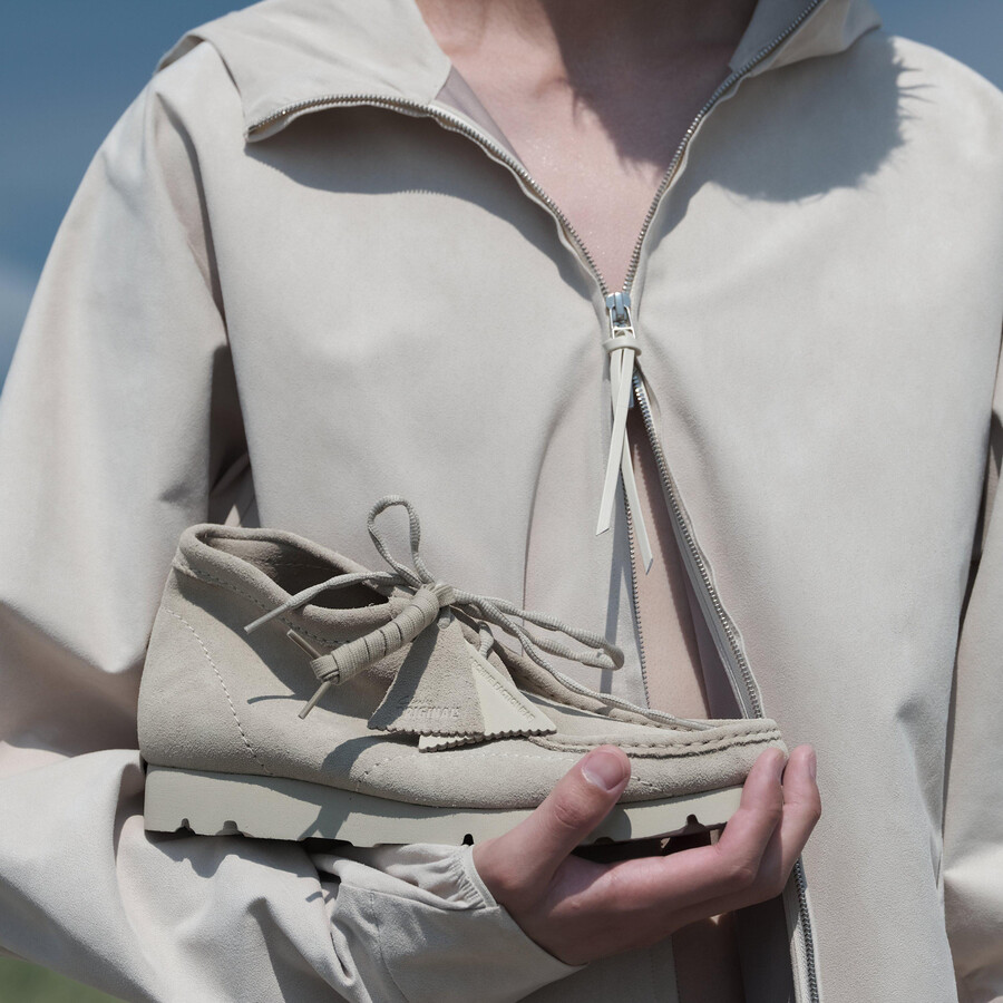 wallabee boot paf - beige semsket skinn